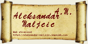 Aleksandar Maljčić vizit kartica